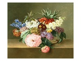 Iris, Lilac, Primulae and Blossom in a Basket Giclee Print by Johan Laurentz Jensen