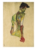 Nu d'homme en profil faisant face à droite reproduction procédé giclée par Egon Schiele
