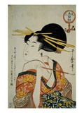 Portrait of a Courtesan Smoking Her Pipe Giclee Print by Utamaro 