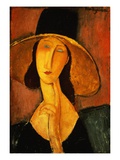 Portrait of Jeanne Hebuterne in a Large Hat Giclée-tryk af Amedeo Modigliani