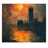 The Parliament, Sunset Giclee Print by Claude Monet