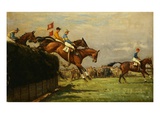 The Grand National Steeplechase: Really True and Forbia at Beecher's Brook Giclee Print by John Sanderson-Wells