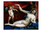 Venus and Cupid Giclée-tryk af Lorenzo Lotto
