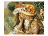 Two Girls Drawing Giclee Print by Pierre-Auguste Renoir