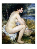 Woman Undresses Sitting in a Landscape Giclee Print by Pierre Auguste Renoir