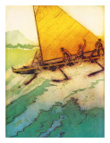 Big Surf At Waikiki, Royal Hawaiian Hotel Menu Cover c.1950s Giclee Print by John Kelly