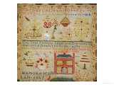 Silk on Linen Needlework Sampler, circa 1836 Giclee Print by Hannah Scanlon