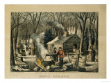 Maple Sugaring, Early Spring in the Northern Woods, 1872 Reproduction procédé giclée par Currier & Ives 
