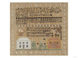 Silk-On-Linen Needlework Sample, Dated 1822 Giclee Print
