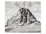 Engraving of Vesuvius Erupting from Mundus Subterraneus Reproduction procédé giclée par Athanasius Kircher