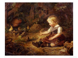 Feeding the Chickens Giclee Print by Hans Adolf Hornemann