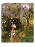 Gathering Flowers at Twilight Giclée-Druck von John Singer Sargent