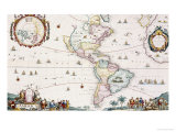 Hand-Coloured Engraved Map of the Americas, circa 1696 Giclee Print by Cornelis III Danckerts
