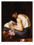 A Girl Reading reproduction procédé giclée par Alexei Alexeivich Harlamoff