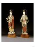 A Pair of Rare Monumental Painted Stucco Figures of Bodhisattvas, Yuan/Ming Dynasty Giclee Print