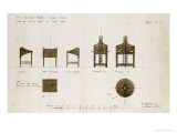 Designs for Writing Desks Shown in Front and Side Elevation, 1909, for the Ingram Street Tea Rooms reproduction procédé giclée par Charles Rennie Mackintosh