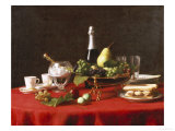 A Bowl of Fruit and a Bottle of Champagne, 19th Century Giclee Print by Jules Larcher