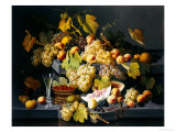 Nature morte avec des fruits et un verre de champagne Reproduction procédé giclée par Severin Roesen