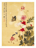 Corn Poppy and Butterflies, 1702 Reproduction procédé giclée par Ma Yuanyu