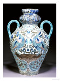 A Large Iznic Vase, Decorated in the Damascus Manner with Peacocks Amongst Stylised Foliage reproduction procédé giclée par William De Morgan