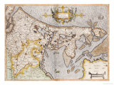 Engraved, Hand Colored Map of Holland, 1595 reproduction procédé giclée par Gerardus Mercator