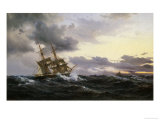 Sailing Vessels in a Stormy Sea, 1879 Giclée-Druck von Wilhelm Melbye