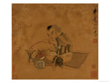 A Child Playing With Marionettes Lámina giclée por Chen Hongshou