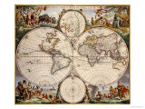 Map of the World, circa 1680 Giclee Print by Frederick de Wit