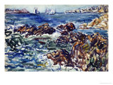 Rocky Cove with Village and Sketch of Rocks Giclee Print by Maurice Brazil Prendergast