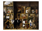 Archduke Leopold Wilhelm in His Picture Gallery, with the Artist and Other Figures Giclée-Druck von David Teniers the Younger
