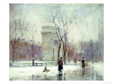 Winter in Washington Square Giclee Print by Paul Cornoyer