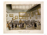 Colored Aquatint Of Christies Auction Room, London, 1808 Lámina giclée