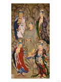 A Very Rare Buddhist Painting of Guanyin and Four Bodhisttvas, Dated Shunzhi Tenth Year (AD1654) Giclee Print