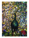 Fine Peacock Leaded Glass Domestic Window Gicléedruk van Tiffany Studios Fine Peacock Leaded Glass Domestic Window Gicléedruk van Tiffany Studios