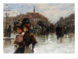 A Street Scene with Elegant Ladies, Paris reproduction procédé giclée par Max Lugi
