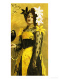 Portrait of a Lady in a Yellow and Black Gown Adorned with Lilies Holding a Black Bird, 1901 Giclee Print by Ilya Efimovich Repin