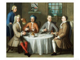 A Group Portrait of Sir Thomas Sebright, Sir John Bland and Two Friends, 1723 Giclee Print by Benjamin Ferrers