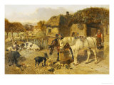 A Farmyard Scene with Plough Horses, Ducks, Cows Giclee Print by John Frederick Herring I