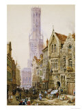 Flower Sellers in Bruges Giclee Print by Louise J. Rayner