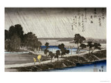 Night Rain At Azuma Shrine Lámina giclée por Ando Hiroshige