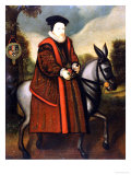 William Cecil, 1st Baron Burghley (1520-1598), Riding a Grey Mule, English School Reproduction procédé giclée