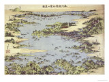 Map of Shogama and Matsushima in Oshu reproduction procédé giclée par Katsushika Hokusai