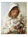 The Month of September, a Young Girl in White, Holding a Bunch of Flowers Giclee-trykk av Carl Wilhelm Friedrich Bauerle The Month of September, a Young Girl in White, Holding a Bunch of Flowers Giclee-trykk av Carl Wilhelm Friedrich Bauerle