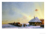 Ukranian Oxcart Drivers in Winter, 1858 Giclee Print by Ivan Constantinovitch Aivasowsky