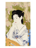 A Bust Portrait of a Young Woman Leaning on a Balcony Railing, Dated July 1920 reproduction procédé giclée par Hashiguchi Goyo