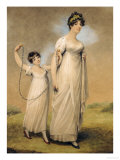 Portrait of a Mother and Her Daughter, in White Dresses, the Daughter with a Skipping Rope Giclee-trykk av Adam Buck Portrait of a Mother and Her Daughter, in White Dresses, the Daughter with a Skipping Rope Giclee-trykk av Adam Buck
