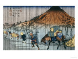 Oiwake Station, a View of Mount Asama Giclee Print by Keisai Eisen
