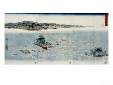 A View of the Whirlpools at Naruto in Awa Province, circa 1857 reproduction procédé giclée par Ando Hiroshige
