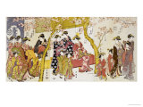 Three Groups of Courtesans with Their Shinzo and Kamuro Giclee Print by Utamaro Kitagawa 