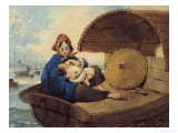 A Tanka Woman with Her Child on a Boat Giclee Print by George Chinnery